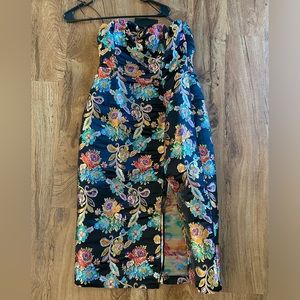 VICI black midi embroidered dress